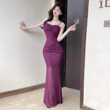 KYLETHOMASW  -  Women Dresses Sleeveless Mesh Patchwork Elegant Slash Neck Sexy Fashion Mermaid Dress Party Female French Style