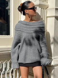 Kylethomasw Off Shoulder Wrap Sweaters Women Autumn Slash Neck Long Sleeve Pullover Female Fashion New Streetwear Loose Irregular Jumpers