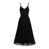 KYLETHOMASW  -  Lace Splicing Mesh Strap 2025 Spring Women Gentle Slim Fit French Romantic Ballet V-neck Waist Long Temperament Dresses
