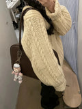 KYLETHOMASW  -  Vintage Sweater Women Harajuku V Neck Knitted Pullovers Winter Korean Long Sleeve Knitwears Streetwear Casual Jumpers New