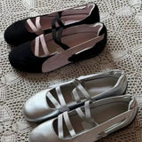 KYLETHOMASW  -  Retro multi-color sports shoes, ballet shoes with elastic bands, round toe, flat bottom, shallow opening Mary Jane style women's