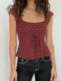 KYLETHOMASW  -  Y2k Sexy Solid Slim Square Collar Sleeveless Lace Patchwork Fashion Tanks