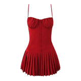 KYLETHOMASW  -  European and American style new slim suspender dress fashionable sexy hot girl pleated skirt