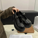 KYLETHOMASW  -  New Spring Vintage Platform Thick Bottom Women Mary Jane Shoes Shallow Round Toe Shoes Elegant Party Leather Shoes