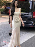 KYLETHOMASW  -  Women Elegant  Mermaid Dress Summer New Fashion Beige Vestidos Female Bodycon Dresses Prom Evening Party Fashion Clothing