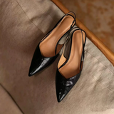 KYLETHOMASW  -  Summer Pointed Toe Stiletto Backless Leather Shallow Mouth Commuting Work Flats for Women