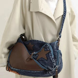 KYLETHOMASW  -  Patchwork Contrast Color Vintage Denim Shoulder Bags Women Y2k Aesthetic Harajuku Handbags Grunge Streetwear Travel Underarm Bag