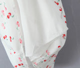 KYLETHOMASW  -  Sexy White With Red Cherry Print V neck Mini Tank Dress Women Slim Waist A-Lined Sleeveless Short Robe Holiday