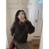 KYLETHOMASW  -  Vintage Sweater Women Harajuku V Neck Knitted Pullovers Winter Korean Long Sleeve Knitwears Streetwear Casual Jumpers New