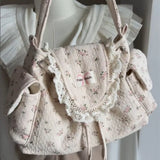 KYLETHOMASW  -  Korean Sweet Lovely Floral Tote Bag Women Lace Large Capacity Canvas Shoulder Bag Ladies Harajuku Gentle Versatile Underarm Bags