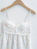 KYLETHOMASW  -  Babydoll design straps adjustable dress women eyelet lace underwire cups summer dress floral print ladies dress