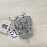 KYLETHOMASW  -  Women Leopard Print Drawstring Backpack Flap Cover Ruched Pockets Shoulder Straps Girls Daily Travel School Small Daypack