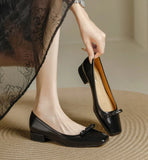 KYLETHOMASW  -  Single Shoes Women's Autumn Retro Simple Mary Jane New Square Head Shallow Mouth Comfortable Soft Leather Women's Shoes