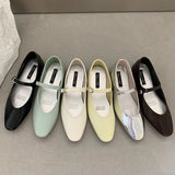 KYLETHOMASW  -  Spring Autumn Flat mary janes shoes woman candy color soft leather ballet flats ankle strap comfy mocaasins for woman