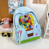 KYLETHOMASW  -  Letter Hot Air Balloon Print Bag Mochila University Student Mochilas Mujer Casual Commuter Bolsas Bags for Woman Backpack