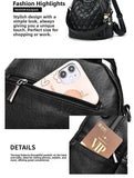 KYLETHOMASW  -  Women's Large Capacity Fashionable Diamond Pattern Street Style Backpack Handbag Soft PU Material Zipper Closure Daily Use