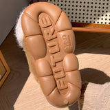 KYLETHOMASW  -  Cartoon Puppy Warm Fluffy Fur Indoor Slippers Soft Eva Couple's Furry Slippers 2025 Winter Comfort Thick Bottom Plush Slides 45