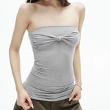 KYLETHOMASW  -  Hot Girl Twist Knot Ruched Tube Top Women Stretch Slim Fitting Strapless Summer Camisole