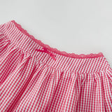 KYLETHOMASW  -  Women's Summer Plaid Outfits Off Shoulder Puff Short Sleeve Crop Tops + Mini Bubble Skirt Sets Retro Party Clothes