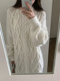 KYLETHOMASW  -  Stylish Sweaters Straight Dress Women Vintage Warm Straight  Chic Gentle OL Loose Winter Knitted Thicken