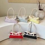 KYLETHOMASW  -  Korean Style Polka Dot Small PU Leather Top Handle Bag Ladies Contrast Color Shoulder Crossbody Bags New Trend Handbag