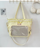 KYLETHOMASW  -  Ruched Lace Bow Ita Mochila Fashion Ins Large Capacity Mochilas Mujer School Bag Star Letter Embroidery Backpack Backpacks