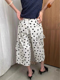 KYLETHOMASW  -  Summer Women Polka Dot Print Wide Leg Barrel Shorts Loose Casual Baggy Denim Pants Streetwear Fashion Trousers