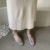 KYLETHOMASW  -  T-strap Rome Flat Sandals Women Hollow Out Vintage Summer Mary Janes Shoes Ladies Pu Leather Holiday Elegant Gladiator Sandals