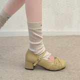 KYLETHOMASW  -  New Spring Thick Heel Women Mary Jane Shoes Concise Shallow Belt Buckle Shoes Ladies Lolita Style Elegant Dress Party Pumps