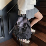 KYLETHOMASW  -  Ruffles Spliced Mochilas Mujer Polka Dot Print Mochila High Capacity Bag Holiday Travel Backpack New Canvas Bags for Woman