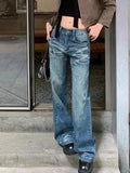 KYLETHOMASW  -  Woman Vintage Flare Jeans Korean Autumn New High Waist Slim Button Denim Pants Y2K Retro Streetwear Loose Lady Wide Leg Trousers