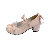 KYLETHOMASW  -  Cute Lace JK Women Mary Jane Shoes Fashion Butterfly-knot Leather Shoes Outdoor Women's Party Dress Pumps