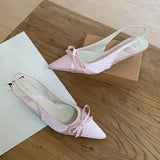 KYLETHOMASW  -  Fashion Butterfly-Knot Women Medium Heels Pumps Shoes Female Slingbacks Footwear Shallow Ladies Thin Heels Shoes Sandals