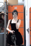KYLETHOMASW  -  Black camisole dress, women's new summer French waist cinched small black skirt, fluffy short skirt  bodycon dress