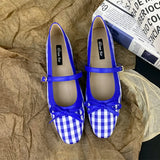 KYLETHOMASW  -  High Quality Checkered Design Mary Jane Shoes Women Inner Height Increase Flat Ballet Shoes Comfortable Soft Bottom Casual Shoes