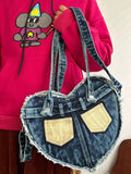 KYLETHOMASW  -  Star Contrast Denim Bag Shoulder Crossbady Bags for Woman Underarm Bolsos De Mujer Spice Girl Sac Femme Original Heart Bolso