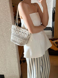 KYLETHOMASW  -  Woven Hobos Underarm Bag Hollowed Out Single Shoulder Tote Bucket Bags for Women