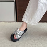 KYLETHOMASW  -  Summer New Slippers Female Casual  Rhombus Platform Slippers Fashion Plaid Flat Sandals Slipper Outdoor Shoe