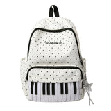 KYLETHOMASW  -  Piano Key Polka Dot Backpack Girls Music Embroidery Large Capacity School Bag Lightweight Nylon Daily Travel Student Rucksack