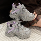 KYLETHOMASW  -  Fashion Crystal Chunky Sneakers Women Comfortable Lace Up Platform Dad Shoes Woman Breathable Mesh Running Sneakers Female