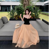 KYLETHOMASW  -  Elegant Mesh Skirt Set Women's Spring New A-Line Pleated Midi Long Skirt Two-Piece Set Fashionable Casual Summer Outfits