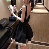 KYLETHOMASW  -  Black Strapless Slim Fit Women's Dress Sexy Backless Gown Elegant Minimalist Design Perfect for Spring Occasions