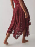 KYLETHOMASW  -  New Fashion Womens Midi Skirts Lace Elastic High Waist Skirts Spring Summer Irregular Hem Casual Skirts Hot Sale S M L