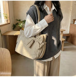 KYLETHOMASW  -  Lightweight Commuting Tote Bag Bow Versatile Shoulder Bags for College Students