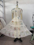 KYLETHOMASW  -  European and American style new elegant dress floral print hollow design large swing skirt