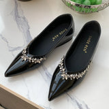 KYLETHOMASW  -  Luxury Crystal shallow mouth women pumps Sexy Pointed Toe Low Heeled Slingback Sandals Fashion Party Dress Shoes Branded Loafers