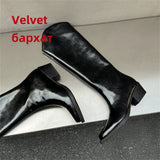 KYLETHOMASW  -  Autumn Winter Women Knee High Boots For Woman's Low Heels Knight Boots Sexy Slip-On Women Thick Bottom Motorcycle Boots