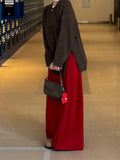 KYLETHOMASW  -  Autumn and Winter Knitted Long Skirt Women's French High-waisted A-shaped Skirt