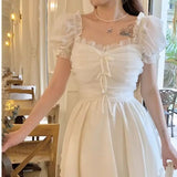 KYLETHOMASW  -  Summer Sweet Girls Short Sleeve Dress for Women Korean Cute Slim Fit and Slimming Temperament Elegant Vacation Beach Dress