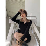 KYLTHOMASW  -  Sweet Hot Girl Leopard Print Long-sleeved Dress for Women's Autumn and Winter Slim Fit Wrap Hip Dress Fashion Female Clothes